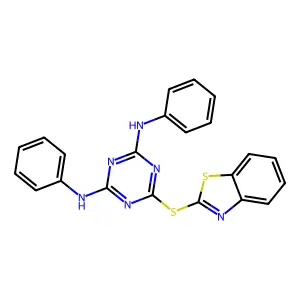 6-(1,3-benzothiazol-2-ylsulfanyl)-N,N'-diphenyl-1,3,5-triazine-2,4-diamine structure
