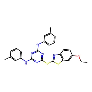 6-[(6-ethoxy-1,3-benzothiazol-2-yl)sulfanyl]-N,N'-bis(3-methylphenyl)-1,3,5-triazine-2,4-diamine structure