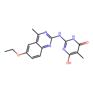 2-(6-Ethoxy-4-methyl-quinazolin-2-ylamino)-5-methyl-pyrimidine-4,6-diol structure