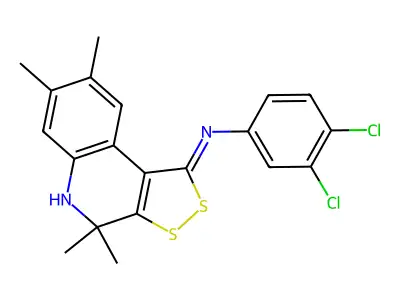 3,4-dichloro-N-[(1Z)-4,4,7,8-tetramethyl-4,5-dihydro-1H-[1,2]dithiolo[3,4-c]quinolin-1-ylidene]aniline structure