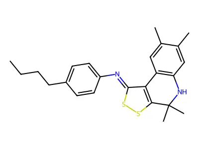 4-butyl-N-[(1Z)-4,4,7,8-tetramethyl-4,5-dihydro-1H-[1,2]dithiolo[3,4-c]quinolin-1-ylidene]aniline structure