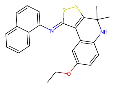 N-[(1Z)-8-ethoxy-4,4-dimethyl-4,5-dihydro-1H-[1,2]dithiolo[3,4-c]quinolin-1-ylidene]naphthalen-1-amine structure