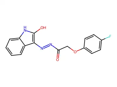 3-(2-(4-Fluorophenoxy)acetylhydrazidyl)-2-oxoindoline structure