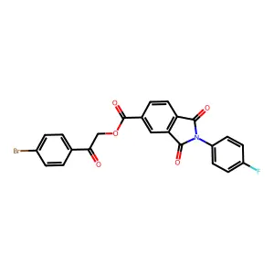 2-(4-bromophenyl)-2-oxoethyl 2-(4-fluorophenyl)-1,3-dioxo-2,3-dihydro-1H-isoindole-5-carboxylate structure