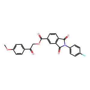 [2-(4-methoxyphenyl)-2-oxoethyl] 2-(4-fluorophenyl)-1,3-dioxoisoindole-5-carboxylate structure