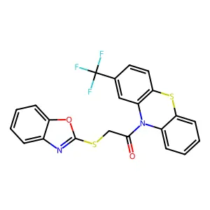 2-(Benzooxazol-2-ylsulfanyl)-1-(2-trifluoromethyl-phenothiazin-10-yl)-ethanone structure