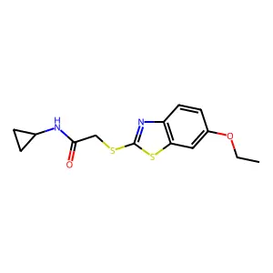 N-cyclopropyl-2-[(6-ethoxy-1,3-benzothiazol-2-yl)sulfanyl]acetamide structure