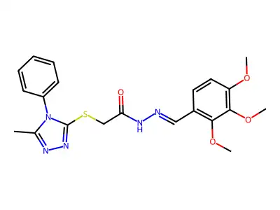 2-[(5-methyl-4-phenyl-1,2,4-triazol-3-yl)sulfanyl]-N-[(E)-(2,3,4-trimethoxyphenyl)methylideneamino]acetamide structure