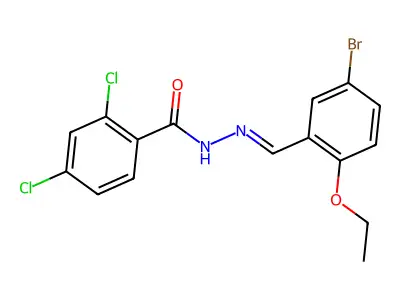 N-[(5-bromo-2-ethoxyphenyl)methylideneamino]-2,4-dichlorobenzamide structure