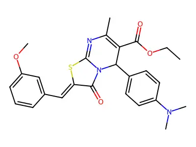 ethyl (2Z)-5-[4-(dimethylamino)phenyl]-2-(3-methoxybenzylidene)-7-methyl-3-oxo-2,3-dihydro-5H-[1,3]thiazolo[3,2-a]pyrimidine-6-carboxylate structure