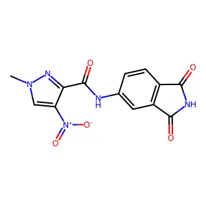 N-(1,3-dioxoisoindol-5-yl)-1-methyl-4-nitropyrazole-3-carboxamide structure