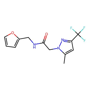 N-(furan-2-ylmethyl)-2-[5-methyl-3-(trifluoromethyl)pyrazol-1-yl]acetamide structure