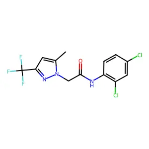 N-(2,4-dichlorophenyl)-2-[5-methyl-3-(trifluoromethyl)-1H-pyrazol-1-yl]acetamide structure