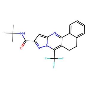 N-(tert-butyl)-7-(trifluoromethyl)-5,6-dihydrobenzo[h]pyrazolo[5,1-b]quinazoline-10-carboxamide structure