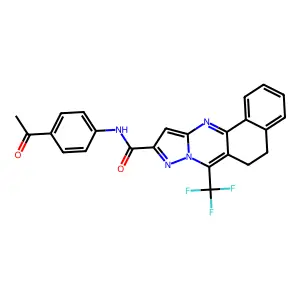 N-(4-acetylphenyl)-7-(trifluoromethyl)-5,6-dihydrobenzo[h]pyrazolo[5,1-b]quinazoline-10-carboxamide structure
