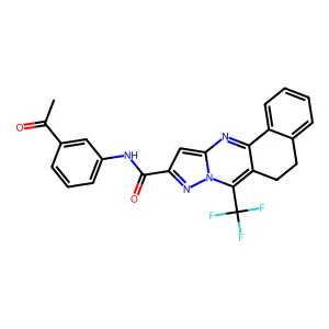 N-(3-acetylphenyl)-7-(trifluoromethyl)-5,6-dihydrobenzo[h]pyrazolo[5,1-b]quinazoline-10-carboxamide structure