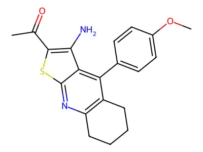 1-[3-amino-4-(4-methoxyphenyl)-5,6,7,8-tetrahydrothieno[2,3-b]quinolin-2-yl]ethanone structure