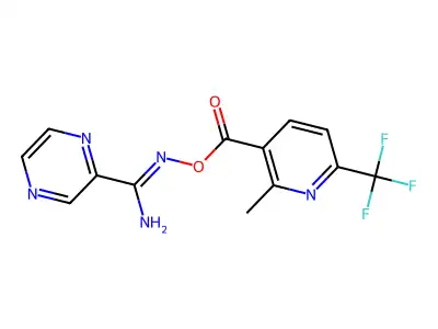 [[amino(pyrazin-2-yl)methylidene]amino] 2-methyl-6-(trifluoromethyl)pyridine-3-carboxylate structure