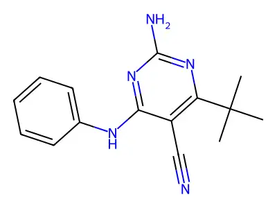 2-Amino-4-(tert-butyl)-6-(phenylamino)pyrimidine-5-carbonitrile structure