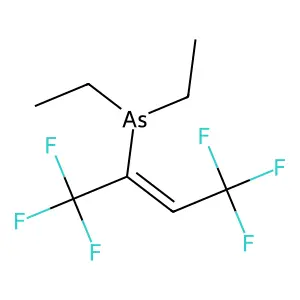 Diethyl(3,3,3-trifluoro-1-(trifluoromethyl)-1-propenyl)arsine structure