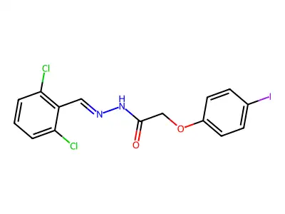 N-[(E)-(2,6-dichlorophenyl)methylideneamino]-2-(4-iodophenoxy)acetamide structure
