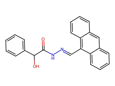 N-[(E)-anthracen-9-ylmethylideneamino]-2-hydroxy-2-phenylacetamide structure