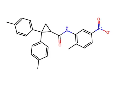 N-(2-methyl-5-nitrophenyl)-2,2-bis(4-methylphenyl)cyclopropane-1-carboxamide structure