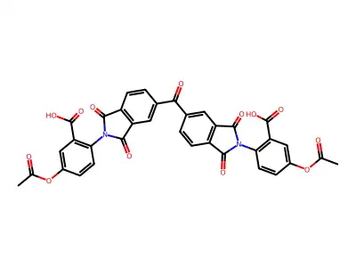 2,2'-[carbonylbis(1,3-dioxo-1,3-dihydro-2H-isoindole-5,2-diyl)]bis[5-(acetyloxy)benzoic acid] structure