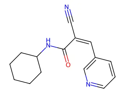 2-cyano-N-cyclohexyl-3-(pyridin-3-yl)prop-2-enamide structure