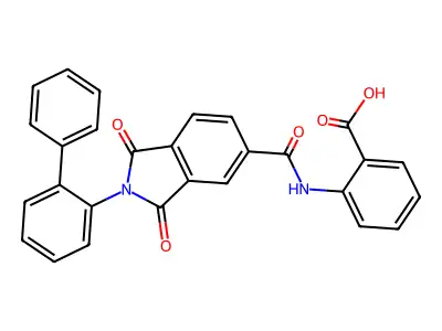 2-[[1,3-Dioxo-2-(2-phenylphenyl)isoindole-5-carbonyl]amino]benzoic acid structure