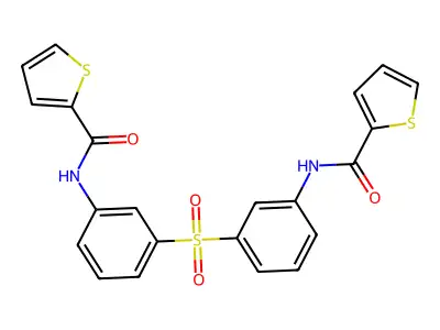 N-[3-[3-(thiophene-2-carbonylamino)phenyl]sulfonylphenyl]thiophene-2-carboxamide structure