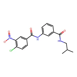 4-chloro-N-[3-(2-methylpropylcarbamoyl)phenyl]-3-nitrobenzamide structure