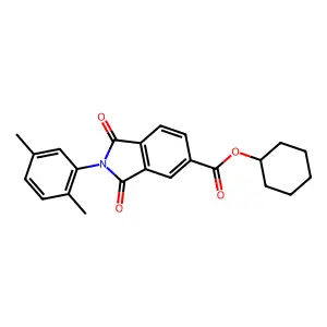 Cyclohexyl 2-(2,5-dimethylphenyl)-1,3-dioxo-5-isoindolinecarboxylate structure