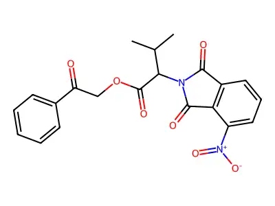Phenacyl 3-methyl-2-(4-nitro-1,3-dioxoisoindol-2-yl)butanoate structure