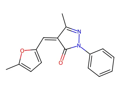 (4Z)-5-methyl-4-[(5-methylfuran-2-yl)methylidene]-2-phenylpyrazol-3-one structure