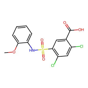 2,4-Dichloro-5-[(2-methoxyphenyl)sulfamoyl]benzoic acid structure
