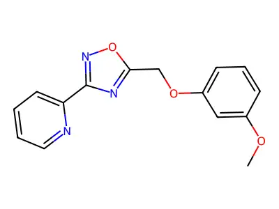 2-[5-[(3-Methoxyphenoxy)methyl]-1,2,4-oxadiazol-3-yl]pyridine structure