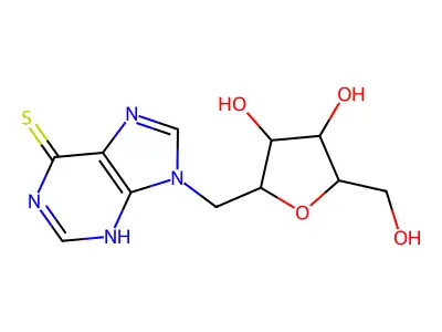 9-[[3,4-dihydroxy-5-(hydroxymethyl)oxolan-2-yl]methyl]-3H-purine-6-thione structure