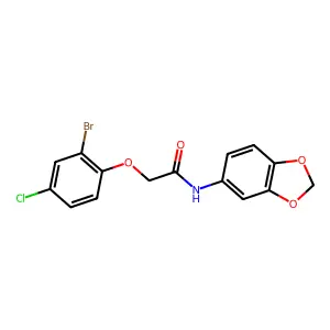 N-(1,3-benzodioxol-5-yl)-2-(2-bromo-4-chlorophenoxy)acetamide structure