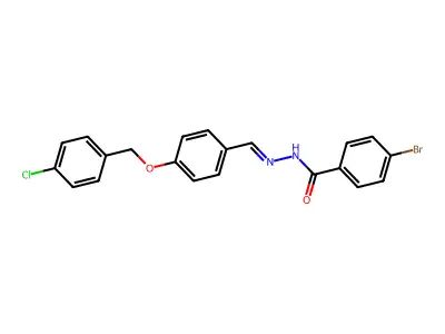 4-bromo-N-[[4-[(4-chlorophenyl)methoxy]phenyl]methylideneamino]benzamide structure