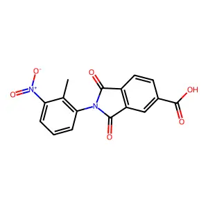 2-(2-methyl-3-nitrophenyl)-1,3-dioxo-2,3-dihydro-1H-isoindole-5-carboxylic acid structure