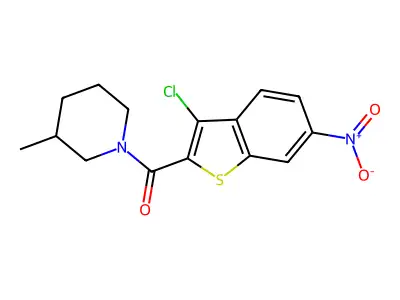1-({3-Chloro-6-nitro-1-benzothien-2-yl}carbonyl)-3-methylpiperidine structure