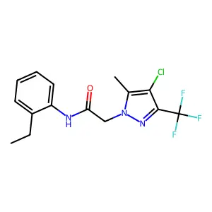 2-[4-chloro-5-methyl-3-(trifluoromethyl)pyrazol-1-yl]-N-(2-ethylphenyl)acetamide structure