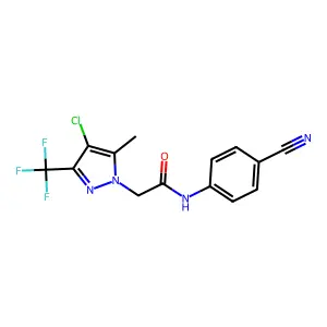 2-[4-chloro-5-methyl-3-(trifluoromethyl)pyrazol-1-yl]-N-(4-cyanophenyl)acetamide structure