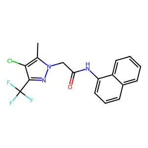 2-[4-chloro-5-methyl-3-(trifluoromethyl)pyrazol-1-yl]-N-naphthalen-1-ylacetamide structure