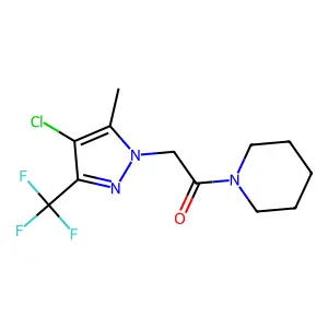 2-[4-Chloro-5-methyl-3-(trifluoromethyl)pyrazol-1-yl]-1-piperidin-1-ylethanone structure