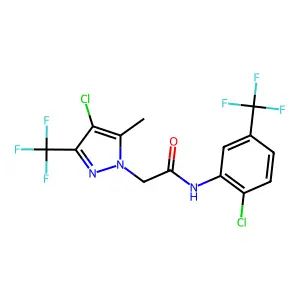 2-[4-chloro-5-methyl-3-(trifluoromethyl)pyrazol-1-yl]-N-[2-chloro-5-(trifluoromethyl)phenyl]acetamide structure