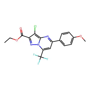 ethyl 3-chloro-5-(4-methoxyphenyl)-7-(trifluoromethyl)pyrazolo[1,5-a]pyrimidine-2-carboxylate structure