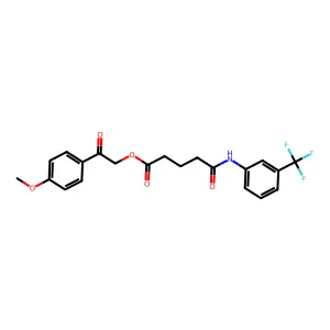 [2-(4-methoxyphenyl)-2-oxoethyl] 5-oxo-5-[3-(trifluoromethyl)anilino]pentanoate structure