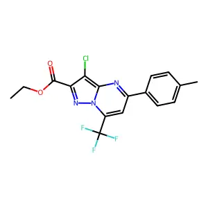 ethyl 3-chloro-5-(4-methylphenyl)-7-(trifluoromethyl)pyrazolo[1,5-a]pyrimidine-2-carboxylate structure